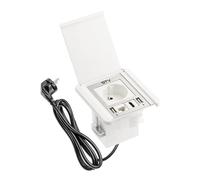 GTV - Multipresa da Scrivania FLIP, Presa per Mobili da Incasso, Presa da Scrivania, Multipresa Scrivania, 1 Presa Schuko, 2 USB A, 1 RJ45, 1 HDMI, Cavo 1,5 m, Presa A Scomparsa Top Cucina - Bianco