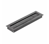 GTV - Passacavo Merida - ingresso cavi, uscita cavi, rettangolare, organizzazione dei cavi per il passaggio dei cavi dei mobili/progettata per l'installazione sul piano di lavoro/nera