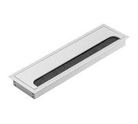 GTV Passacavo Merida Rettangolare, Passacavi da Scrivania con Coperchio, Gestione Cavi per Mobili, da Incasso per Piano Lavoro, 80x280mm, Argento
