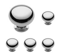 GTV - Pomello Bergamo Ø 3 cm I Pomelli per mobili con viti I Pomelli per credenza Pomelli Cucina Pomello Porta Cassetto Maniglia Maniglia Mobili Maniglie I Cromato (Confezione da 5)