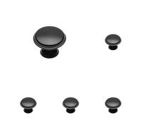 GTV - Pomello CENTO nero opaco, Ø 28 mm, pomelli per mobili con viti, pomelli rotondi per armadio, cucina, pomelli per porta, cassetti, maniglia: zincato, dipinto (Confezione da 5)
