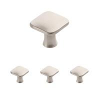 GTV - Pomello PIAZZA effetto acciaio inox, 30 x 30 mm, pomelli per mobili con viti, pomelli per armadi, cucina, cassetti, maniglie per mobili, conchiglia: zincato, dipinto (Confezione da 4)