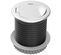 GTV - Presa da incasso per mobili Charger Mini 60 mm con presa Schuko, porta di ricarica USB-C 3A, presa da incasso per scrivania, cucina, banco da lavoro, compatta, argento