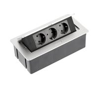 GTV Presa per mobili a scomparsa a 3 prese, in alluminio, Soft Touch, 3600 W, con cavo di alimentazione da 1,5 m, per cucina, ufficio, banco da lavoro