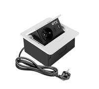 GTV - Presa per mobili AVARO, 1 presa francese, USB A+C, lunghezza cavo 1,5 m, colore bianco, per scrivania, tavolo, cucina e ufficio | Dimensioni compatte