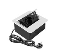 GTV - Presa per mobili AVARO, 1 presa Schuko, USB A+C, lunghezza cavo 1,5 m, colore bianco, per scrivania, tavolo, cucina e ufficio | Dimensioni compatte
