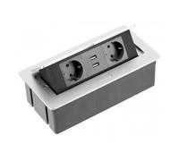 GTV Presa per mobili morbida, presa versatile con superficie morbida, disposizione asimmetrica per 3 connettori angolari, 3 colori: bianco, nero, argento