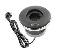 GTV - Presa per mobili SHUTTER, presa da incasso, 1 presa Schuko, con pratica chiusura, lunghezza cavo 1,5 m, colore nero, per scrivania, tavolo, cucina e ufficio