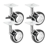 GTV - Rotelle per mobili GIRA, set di 2 ruote frenate + 2 ruote per mobili senza freno, girevole a 360°, per scrivania, mensola, tavolino, sgabello, diametro 60 mm, altezza 94 mm