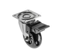 GTV - Rullo per mobili BRAZYLIA con fermo - Ruote girevoli per mobili - Acciaio/PC/PU - Diametro 50 mm - Ruote girevoli 360 gradi - Carico totale per rotolo 40 kg - Nero