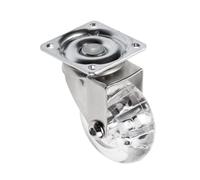 GTV - Rullo per mobili BRAZYLIA senza fermo - Ruote girevoli per mobili - Acciaio/PC/PU - Diametro 75 mm - Ruote girevoli 360 gradi - Carico totale per rotolo 64 kg - Trasparente