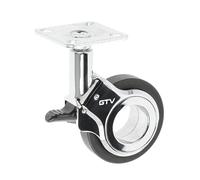 GTV - Ruote girevoli per mobili, con freno, diametro 60 mm, in plastica e acciaio, colore nero e cromato