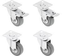 GTV - Set di 4 ruote girevoli per mobili Ø 75 mm, ruote mobili GREYROLL, grigio, 2 ruote con freno e 2 ruote senza freno, set KM-GREYROLL-75 mm