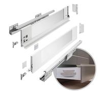 GTV - Sistema di cassetti AXIS PRO | Cassetto con lati in vetro | Cassetto | Sistema cassetto | Altezza: 116 mm Lunghezza: 500 mm | Bianco con vetro lattiginoso