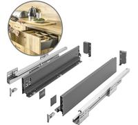GTV- Sistema di Cassetti AXIS PRO, Set Guide Scorrevoli per Cassetti, Set di Cassetti, Portata fino a 40 kg, Cassetti Scorrevoli Con Chiusura ammortizzata - Larghezza 400mm, Altezza 86mm, Antracite