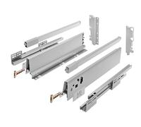 GTV Sistema di cassetti completamente estraibile, Modern Box Square, ammortizzatore Soft-Close, portata 40 kg, telaio alto, H210 mm, L300 mm, Set completo per cassetti da cucina, grigio