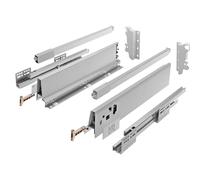 GTV Sistema di cassetti Modern Box Square, completamente estraibile, 250 mm, con chiusura morbida, portata 40 kg, altezza telaio 146 mm, cassetto completo in acciaio, grigio