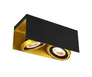 GTV VERSO ES111 - Faretto da soffitto doppio in alluminio nero/oro, 2 × GU10, IP20, orientabile, 31 × 14 × 13 cm, per soggiorno, cucina e corridoio, montaggio superficiale, illuminazione interna