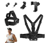 Gtwinsone 6 pezzi Action Camera Accessori 3 in 1 Action Cam Cinghia toracica/cinghia per la testa Supporto per cellulare Supporto per fotocamera regolabile per GoPro Hero Xiaoyi DJI e iPhone