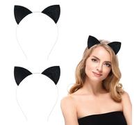 GTYARYUA Orecchie da Gatto, 2 PCS Orecchie Gatto, Orecchie da Gatto Nere, Cerchietto Gatto Bambina, Orecchie da Gatto Cerchietto, Cerchietto Gatto Nero, Orecchie Gatta per Carnevali e Giochi di Ruolo