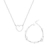 GTYHH 1 Braccialetto Dell'Amore A Doppio Strato E 1 Collana Dell'Amore, Perline Doudou, Lucentezza Brillante, Catena Squisita, Accessori Moda, Confezione Regalo per Donna.