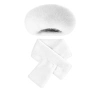 GTYHH 1 Cappello Bianco E 1 Sciarpa Bianca, Sciarpa In Peluche, Sciarpa Calda, Soffice Cappello Morbido, Accessori Invernali Da Donna