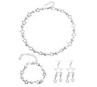 GTYHH 1 Collana, 1 Braccialetto E 1 Paio di Orecchini, Gioielli con Elementi Stellari, Gioielli Y2K, Gioielli Punk, Gioielli da Donna