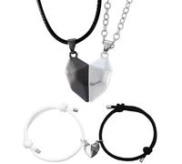 GTYHH 1 Paio di Collane E 1 Paio di Braccialetti, Gioielli con Ciondolo A Forma di Cuore, Gioielli per Coppie, Gioielli Magnetici Creativi, Gioielli Semplici E Versatili