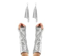 GTYHH 1 Paio di Maniche Glitterate E 1 Orecchino, Accessori da Discoteca, Maniche Elastiche per Donna, Abiti per Spettacoli Teatrali, Abiti da Festa E da Ballo.