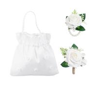 GTYHH 1 Pezzo Di Corsage, 1 Pezzo Di Braccialetto E 1 Pezzo Di Borse Da Sposa, Gioielli Di Perle Simulati, Corsetto Decorativo Per Damigelle, Borsa Per Il Matrimonio, Forniture Per Matrimoni.