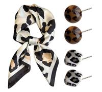 GTYHH 1 Pezzo di Sciarpa di Seta con Stampa Leopardata Grande da 70 * 70 Cm, 2 Paia di Orecchini con Stampa Leopardata, Foulard Sottile con Protezione Solare, Regali di Gioielli di Moda.