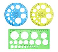 GTYHH 1 Righello Quadrato E 2 Righelli Rotondi, Accessori per Modelli di Disegno, Goniometro, Strumenti di Disegno, Righello per Strumenti di Misurazione