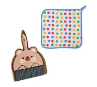 GTYHH 1 Set Scopa Orso, 1 Straccio, Mini Paletta E Scopa A Mano, Scopa da Tavolo con Pala, Set Scopa per Piccoli Animali E Paletta