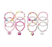 GTYHH 12 Braccialetti per Ragazze, Perline Rosa con Farfalle d'Amore, Colori Brillanti, Lisci, Comodi E Regolabili, Adatti per Feste di Compleanno E Uso Quotidiano.