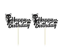 GTYHH 2 Biglietti D'Auguri per Gatti, Biglietti per Gatti Neri, Biglietti per Gatti di Buon Compleanno, Biglietti per Decorazioni per Torte con Zampe, Articoli per Feste A Tema Animali Domestici