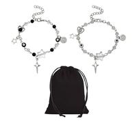 GTYHH 2 Braccialetti in Stile Punk E 1 Borsa per Gioielli, Braccialetti per personalità della Moda, Braccialetti Dell'Amicizia, Braccialetti Semplici E Versatili