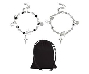 GTYHH 2 Braccialetti in Stile Punk E 1 Borsa per Gioielli, Braccialetti per personalità della Moda, Braccialetti Dell'Amicizia, Braccialetti Semplici E Versatili