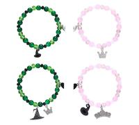 GTYHH 2 Paia di Bracciali con Perline, Braccialetti Magnetici Creativi, Braccialetti Dell'Amicizia, Braccialetti di Coppia, Braccialetti Elastici, Accessori di Abbigliamento