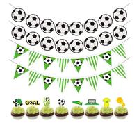 GTYHH 2 Pezzi di Bandiere da Calcio, 2 Pezzi di Bandiere di Stendardi, 8 Pezzi Inserti di Cartoline di Calcio, Decorazioni per Feste con Sportivi, Layout di Compleanno per Bambini.