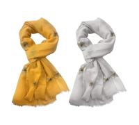 GTYHH 2 Pezzi Sciarpa Con Motivo Ape Sciarpa Calda Sciarpa Morbida Sciarpa Lunga Per Accessori Di Abbigliamento Da Donna (Giallo, Grigio)
