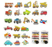 GTYHH 24 Pezzi da Macchie di Stoffa di Trasporto di Cartoni Animati, 2 Set di Strumenti da Cucire, Macchie di Tessuto Creative E Interessanti Che Possono Decorare Abiti, Cappelli E Bagagli.