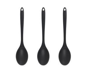 GTYHH 3 Pezzi di Cucchiai da Cucina Nera, Cucchiaio da Chef Antiaderente, Cucchiaio di Silicone Resistente al Calore, Utensili da Cucina, Accessori da Forno.