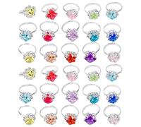 GTYHH 30 anelli di diamanti colorati, con cristalli imitati, regolabili, per feste, per ragazze e bambini