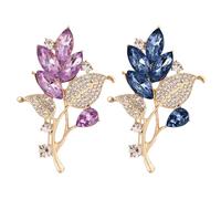 GTYHH 4 Pezzi di Spille Floreali con Strass, Spille da Abito, alla Moda Ed Elei, Accessori per La Decorazione di Vestiti, Regali Creativi (Blu, Viola).