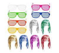 GTYHH 6 Parrucche in Alluminio E 6 Occhiali da Festa, Oggetti di Scena per Cosplay, Accessori per Feste, Parrucche Divertenti, Parrucche Glitterate