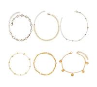 GTYHH 6 Pezzi di Catena Dorata, Catena di Piede Boho, Footkettchen per Perle da Spiaggia, Semplice Catena A Piedi Multistrato, Accessori alla Moda per Ragazze.