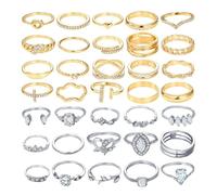 GTYHH Anelli da 35 Pezzi, Elementi A Spirale d'Amore Incrociati, Accessori Bohémien, Anelli Articolati Multistrato, Regali di Anniversario.