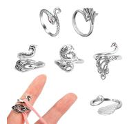 GTYHH Anello A 6 Parti, Gancio, Anello all'Uncinetto, Accessori per Maglieria, Gancio E Anello per Dita, Anello A Maglia Regolabile, Protezione per Le Dita A Maglia, Guida all'Uncinetto