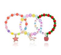 GTYHH Bracciale con Perle A 3 Lettere, Braccialetto con Ciondolo Stella Marina con Mela E Cavallo Arcobaleno, Gioielli alla Moda E Versatili, Un Regalo per La Tua Famiglia.