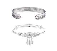 GTYHH Braccialetti A Forma di C in Acciaio Inossidabile da 2 Pezzi da 10 Mm con Forma Ad Onda, Apertura Regolabile, Adatti Come Regalo per Le Nipoti in Occasione di Vacanze E Anniversari.